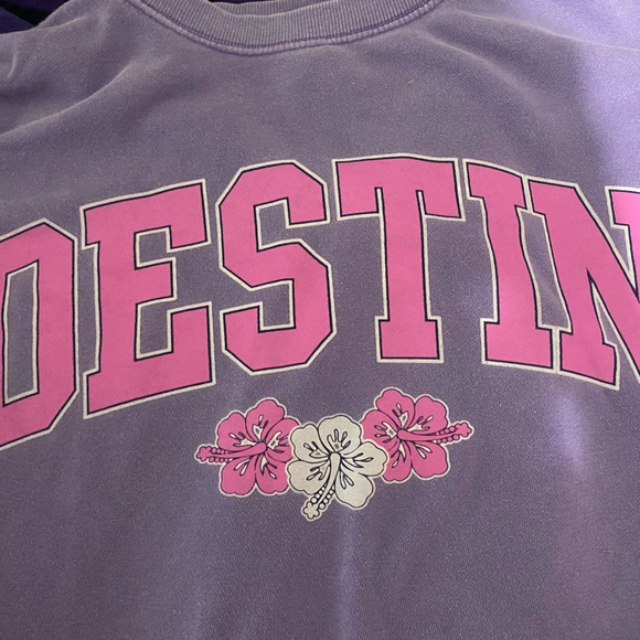 American Vintage Purple Destin Florida Oversized Crewneck Sweater / Sweatshirt - Picture 3 of 5